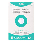 Exacompta - Ref 13602E - Bristol Squared Punched Board for Printing (Pack of 100) - 100 x 150mm in Size, 205gsm Card, Compatible with Printers - Suitable for Exam Revision & Notes - White